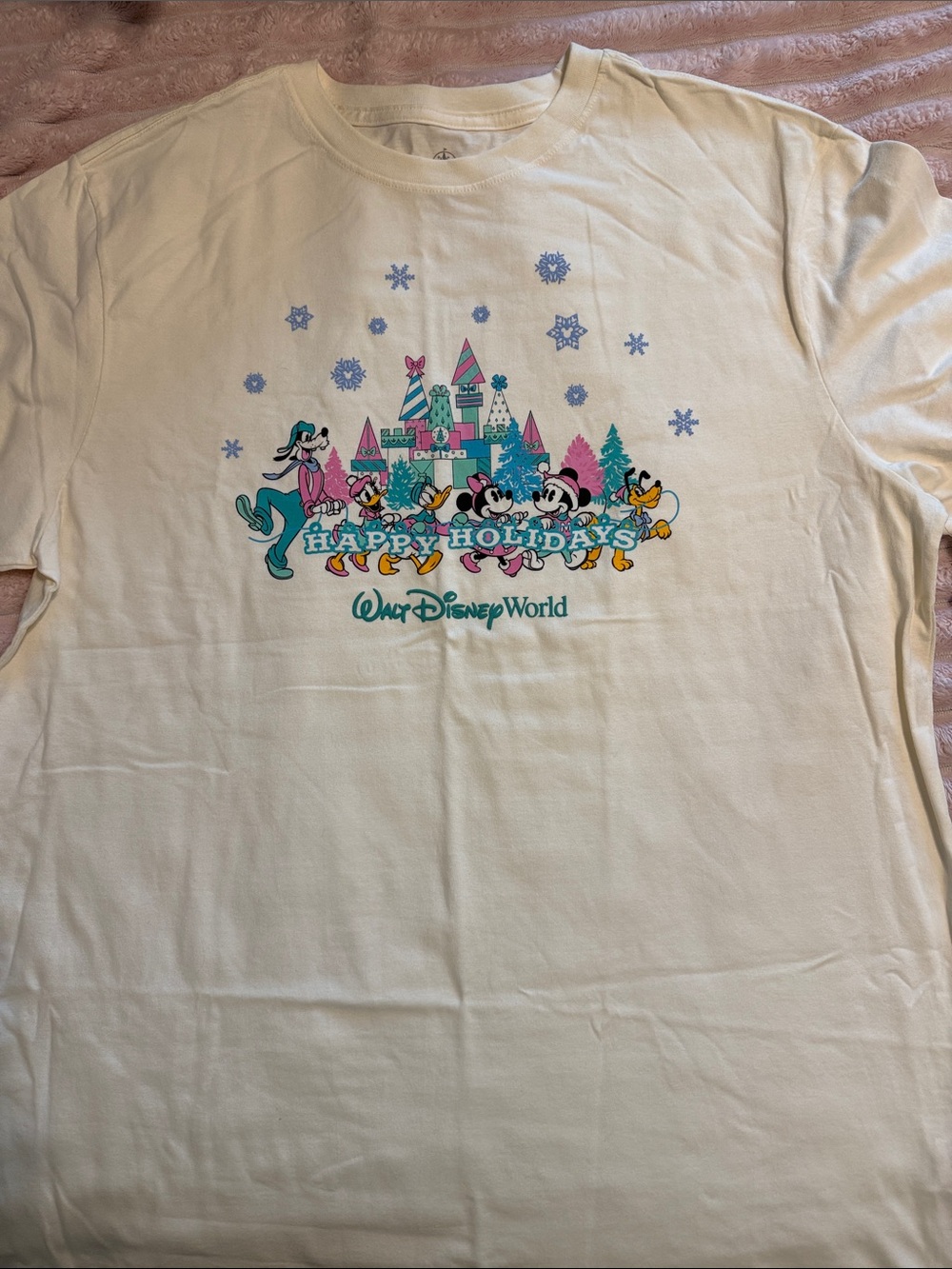 Disney  "Happy Holidays" Cream Graphic Tee